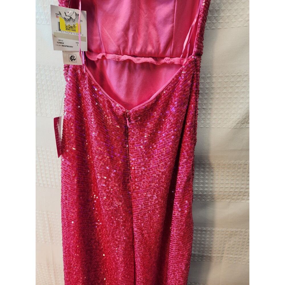 Morgan & Co Prom Dress Juniors Sz 1 Pink Maxi One Shoulder Sequin Backless 1148 - Picture 12 of 15